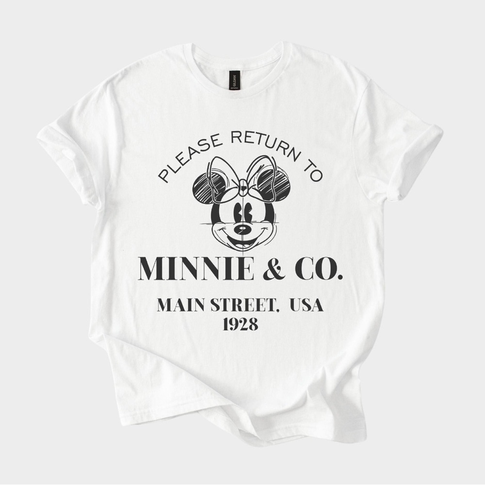 White Tee with Minnie & Co. Graphic